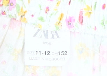 Zara Girls' Floral Shorts, Multicoloured, Size 11-12, Pleated
