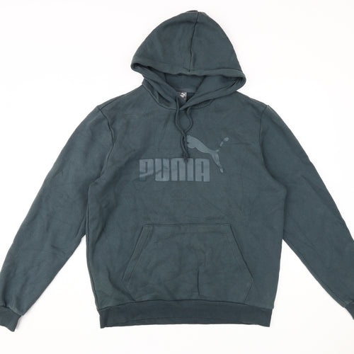 Puma Men's Green Hoodie, Medium, Graphic Print Pullover
