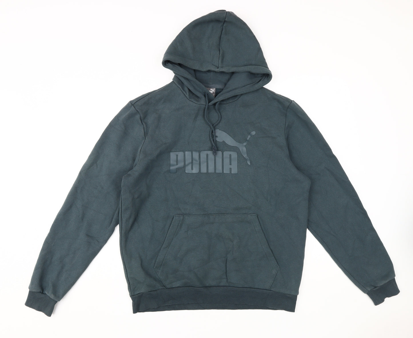 Puma Men's Green Hoodie, Medium, Graphic Print Pullover