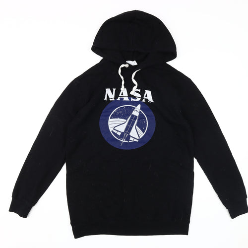 NASA Black Unisex Hoodie, Size 10, Logo Pullover