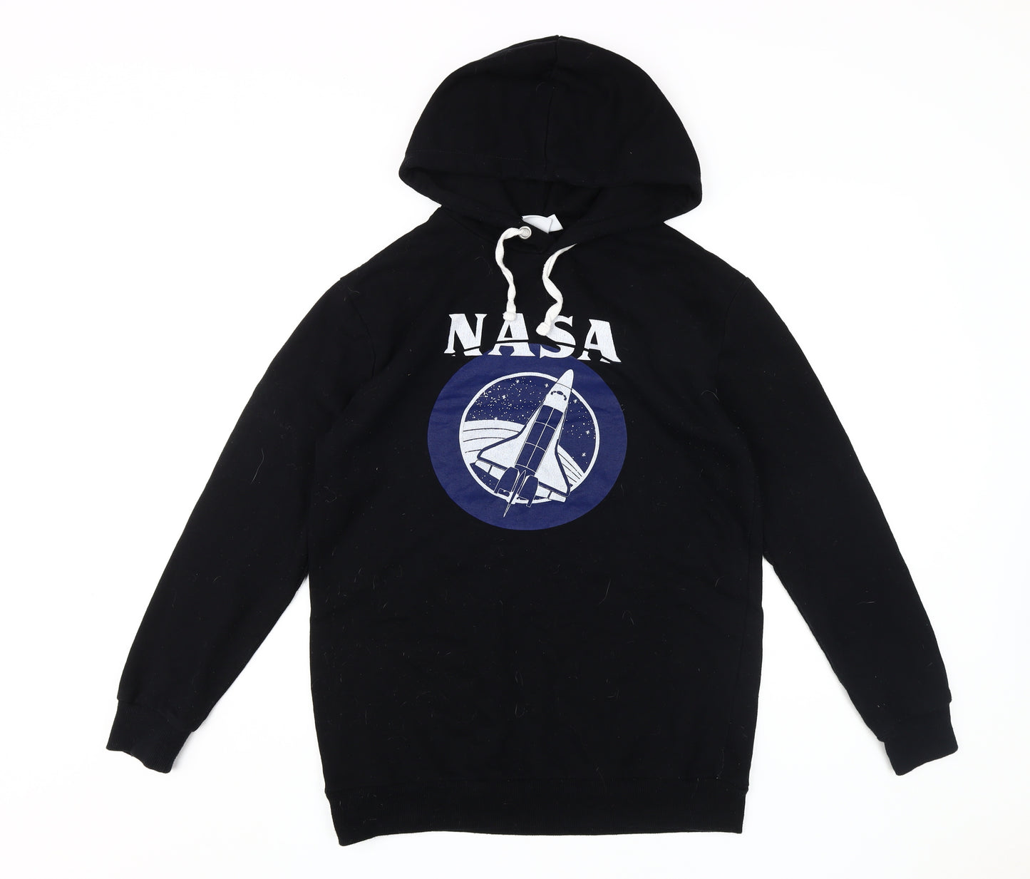 NASA Black Unisex Hoodie, Size 10, Logo Pullover
