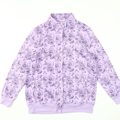 Damart Women's Purple Floral Jacket, M, Casual Zip Style
