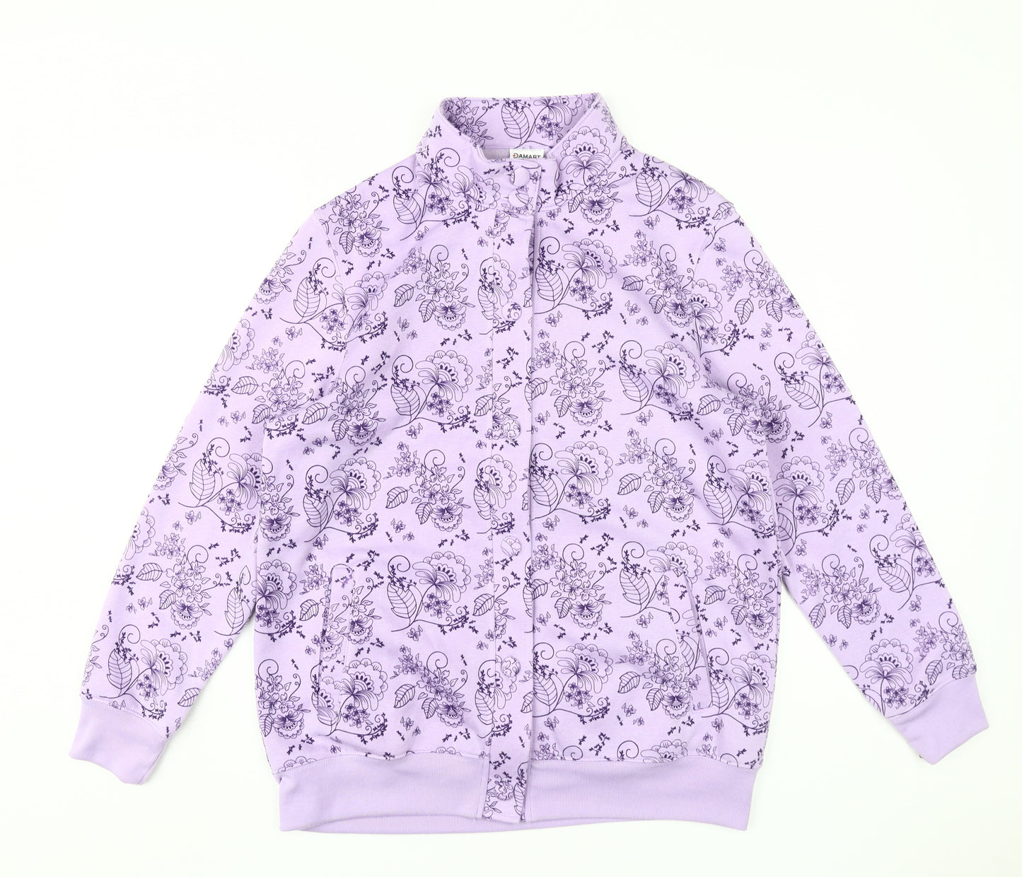 Damart Women's Purple Floral Jacket, M, Casual Zip Style