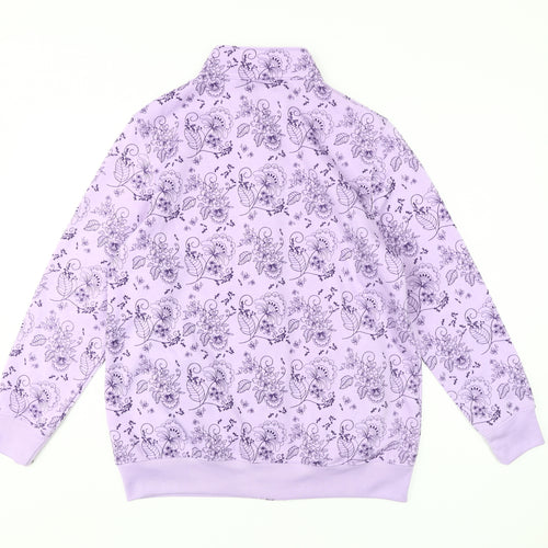 Damart Women's Purple Floral Jacket, M, Casual Zip Style