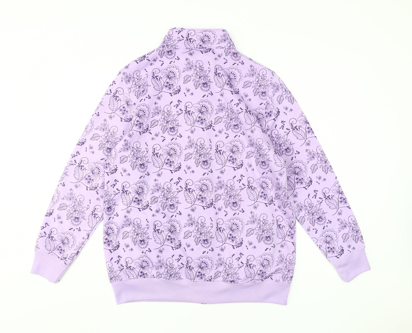 Damart Women's Purple Floral Jacket, M, Casual Zip Style