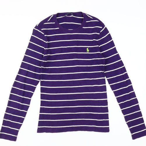 Ralph Lauren Women's Purple Striped T-Shirt, M
