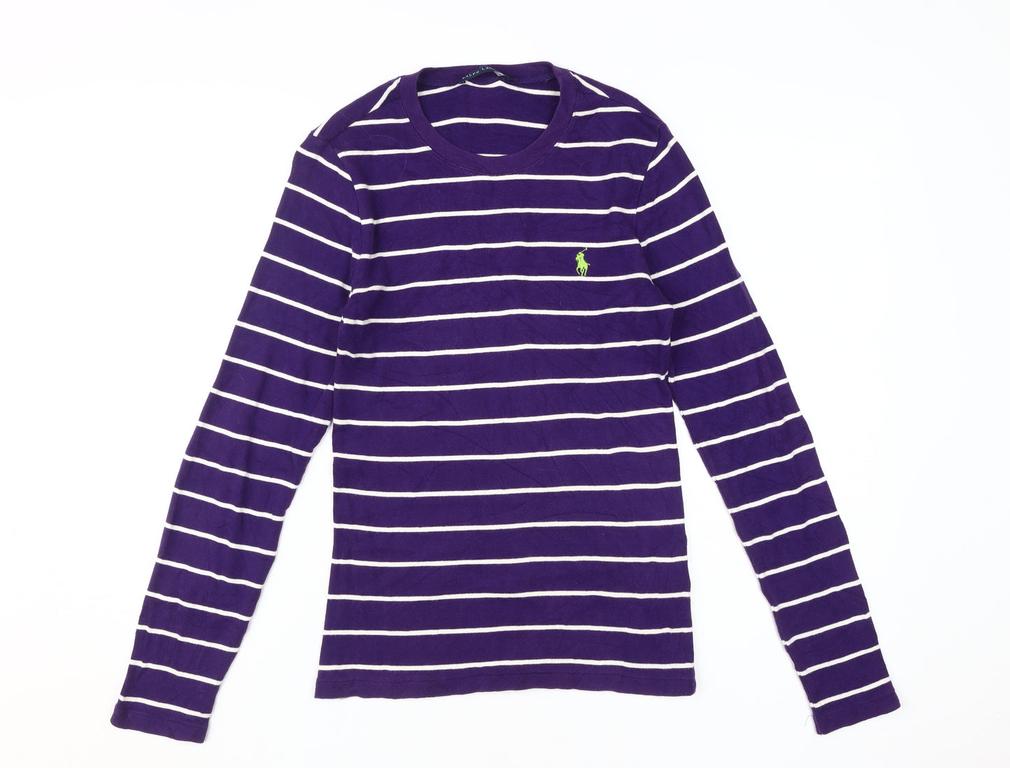 Ralph Lauren Women's Purple Striped T-Shirt, M