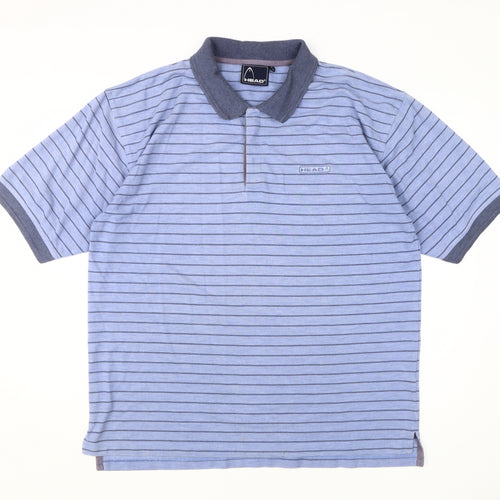 Head Men's Blue XL Striped Polo Shirt - Classic Casual Style