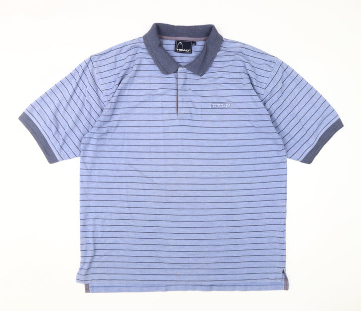 Head Men's Blue XL Striped Polo Shirt - Classic Casual Style