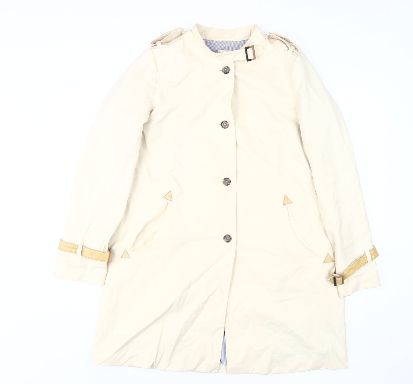 Zara Women Beige Trench Coat L Long Classic Style