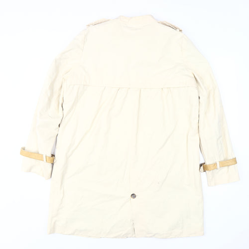 Zara Women Beige Trench Coat L Long Classic Style