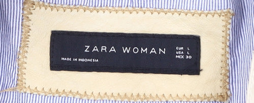 Zara Women Beige Trench Coat L Long Classic Style