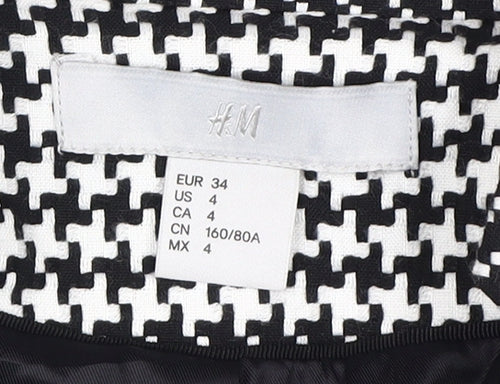 H&M Women's Black & White Check Blazer Size 6
