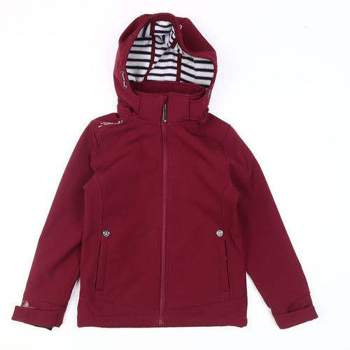 Voile Bleue Girls Red Mid-Length Jacket, Age 9-10, Hooded