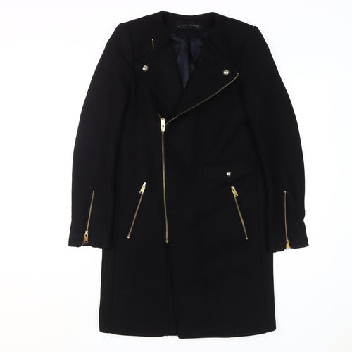 Zara Woman Black Motorcycle Coat XS Slim Fit