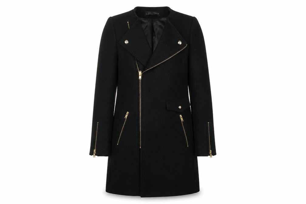 Zara Woman Black Motorcycle Coat XS Slim Fit