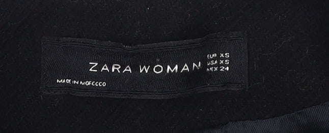 Zara Woman Black Motorcycle Coat XS Slim Fit