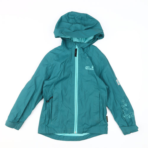 Jack Wolfskin Girls Green Mid-Length Rain Coat - M