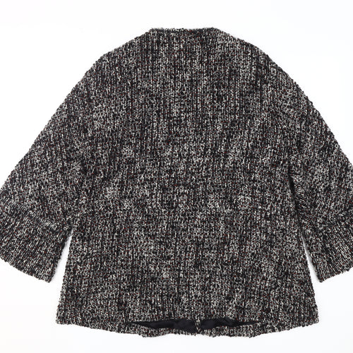 Zara Woman Black Mid-Length Jacket, Size M, Acrylic Wool Blend