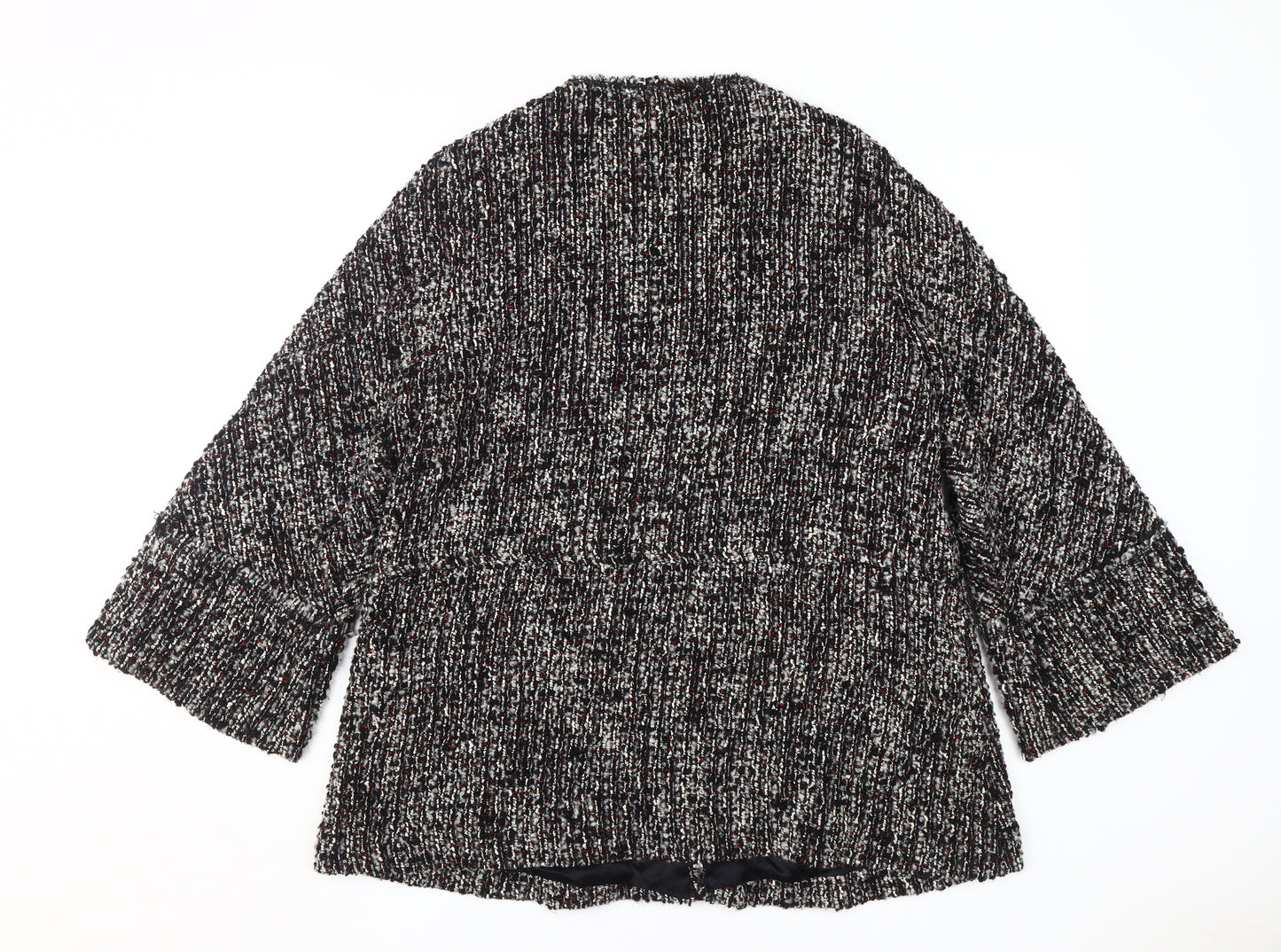 Zara Woman Black Mid-Length Jacket, Size M, Acrylic Wool Blend
