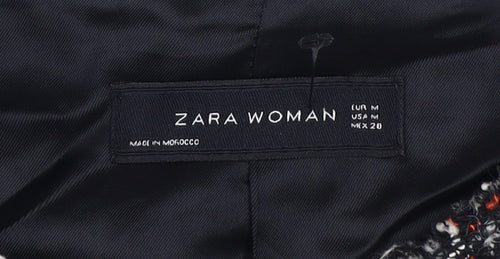 Zara Woman Black Mid-Length Jacket, Size M, Acrylic Wool Blend