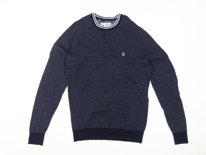 Penguin Men's Blue Crew Neck Pullover Jumper, Size M
