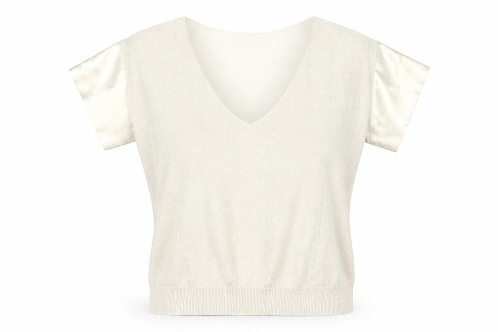 Chattawak Women Beige Linen Blend V-Neck Blouse