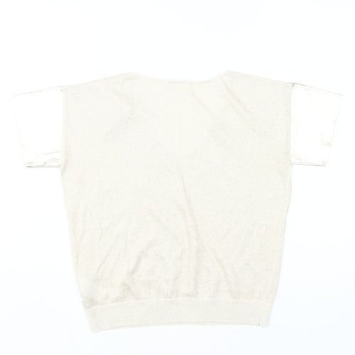 Chattawak Women Beige Linen Blend V-Neck Blouse