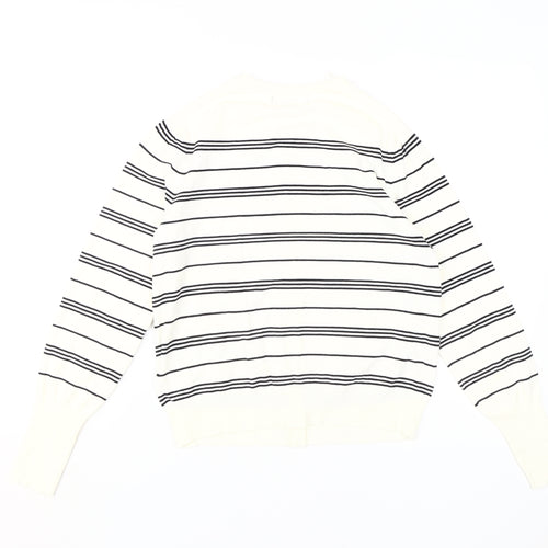 Marks and Spencer Women's Ivory Striped Cardigan, Size 12