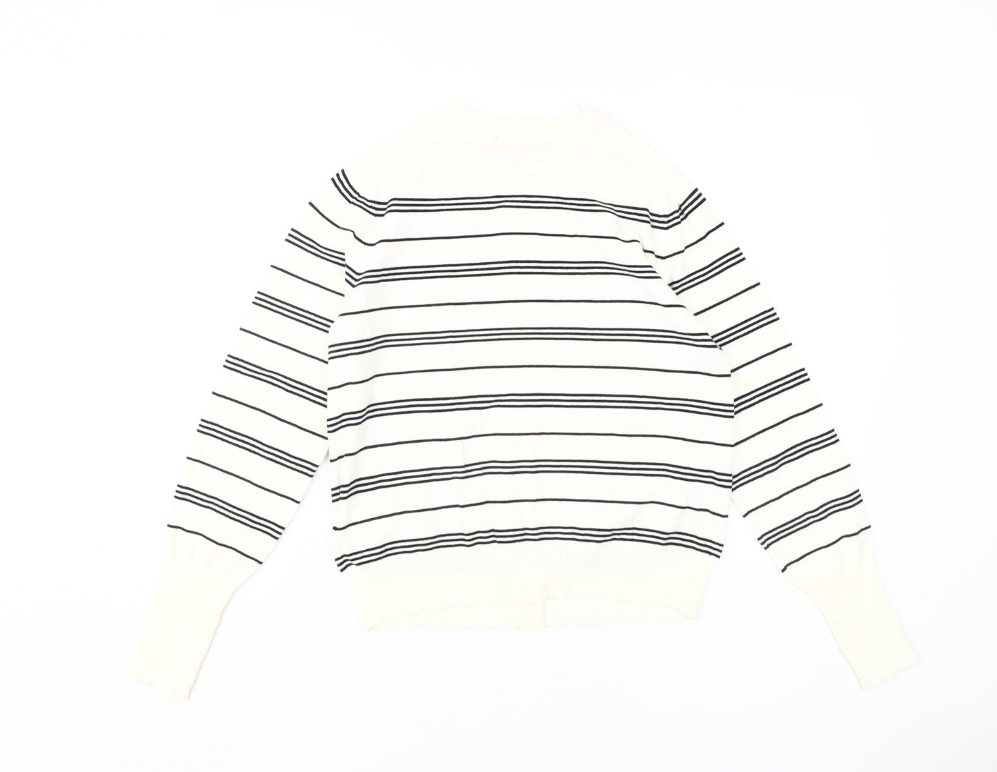 Marks and Spencer Women's Ivory Striped Cardigan, Size 12