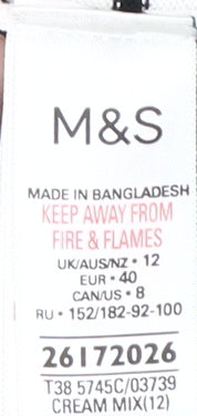 Marks and Spencer Women's Ivory Striped Cardigan, Size 12