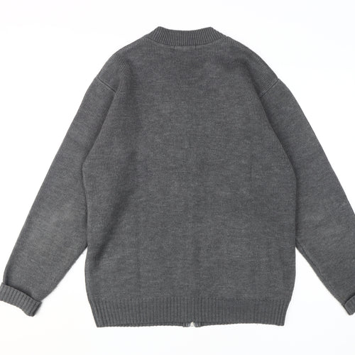 Premier Man Grey Geometric Full Zip Men's Cardigan L
