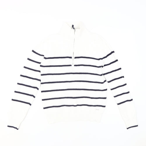 Joules Women's White Striped Full Zip Size 8