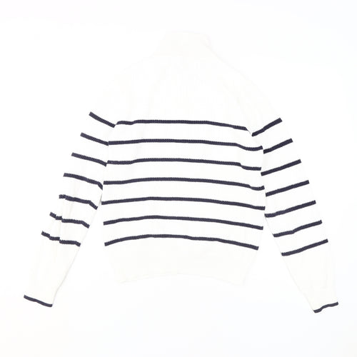 Joules Women's White Striped Full Zip Size 8