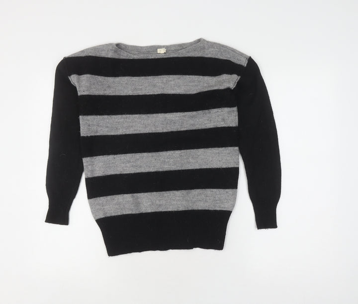 J.Crew Women's Black Stripe Pullover Jumper Size S