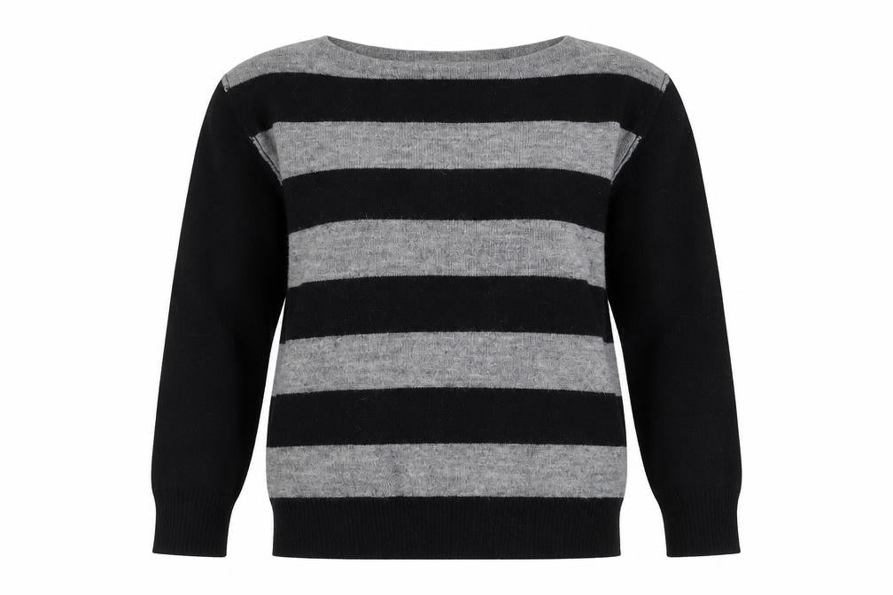 Front view of J.Crew Women's Black Stripe jumper, size S