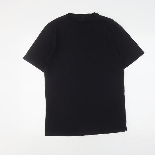 Jigsaw Men's Black Cotton T-Shirt, Size S, Crew Neck