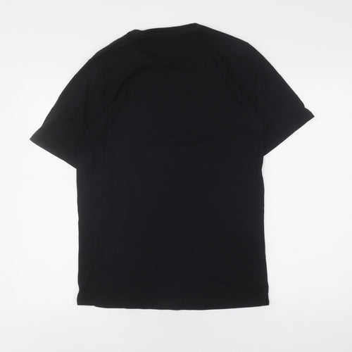 Jigsaw Men's Black Cotton T-Shirt, Size S, Crew Neck