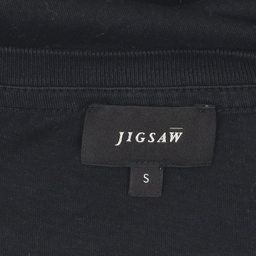 Jigsaw Men's Black Cotton T-Shirt, Size S, Crew Neck