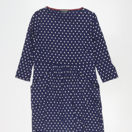 Laura Ashley Women's Blue Polka Dot A-Line Dress Size 12