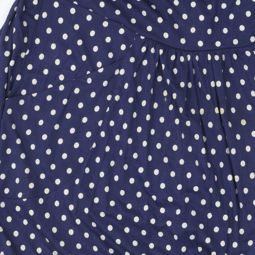 Laura Ashley Women's Blue Polka Dot A-Line Dress Size 12