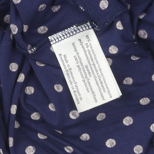 Laura Ashley Women's Blue Polka Dot A-Line Dress Size 12