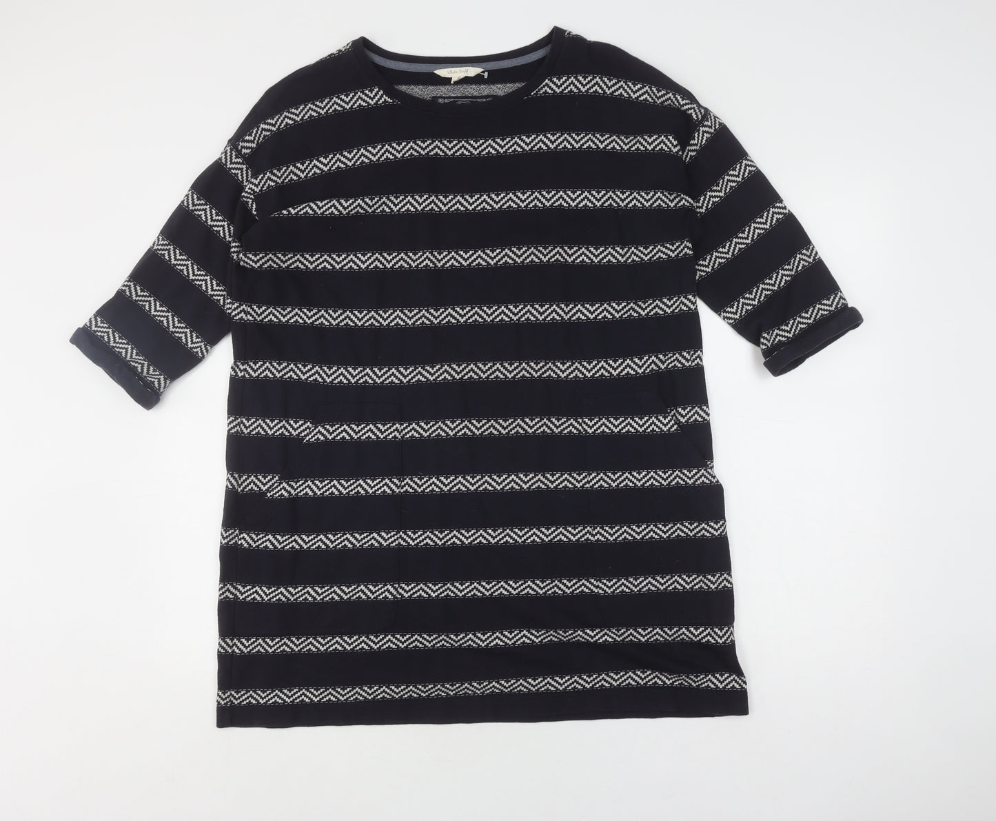 White Stuff Women's Black Striped Pullover Jumper Size 14