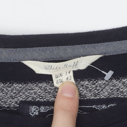White Stuff Women's Black Striped Pullover Jumper Size 14