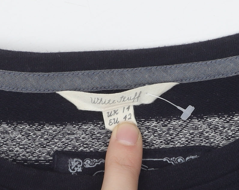 White Stuff Women's Black Striped Pullover Jumper Size 14