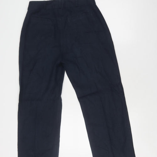 Jaeger Women's Blue Linen Trousers, Size 10, Button Accents