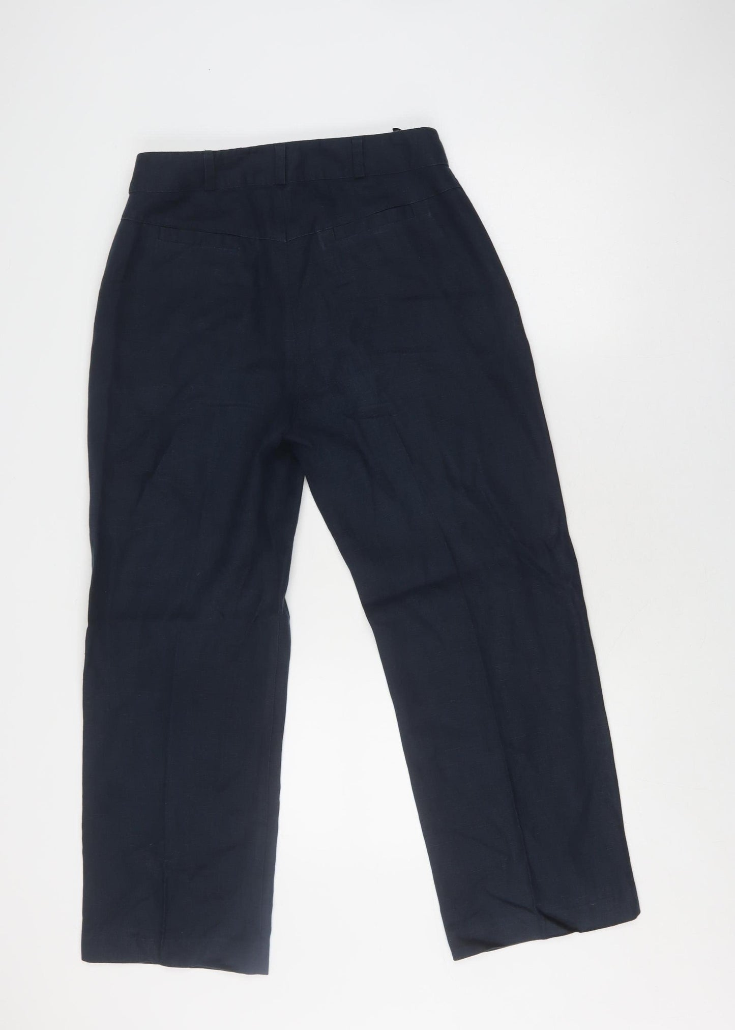 Jaeger Women's Blue Linen Trousers, Size 10, Button Accents