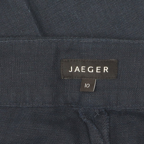 Jaeger Women's Blue Linen Trousers, Size 10, Button Accents