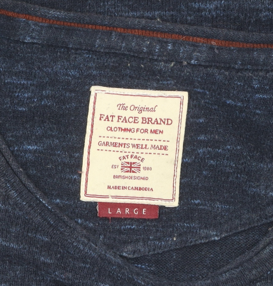 Fat Face Men's Blue Cotton Cashmere Pullover L