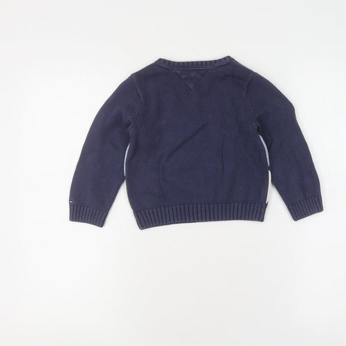 Tommy Hilfiger Boys Blue Argyle V-Neck Jumper 2 Years
